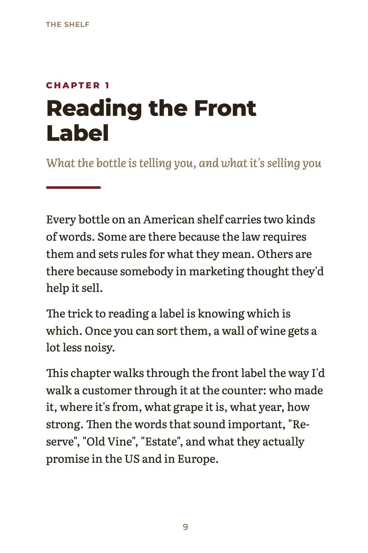 The Shelf, chapter 1: Reading the Front Label